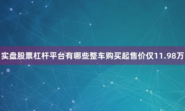实盘股票杠杆平台有哪些整车购买起售价仅11.98万
