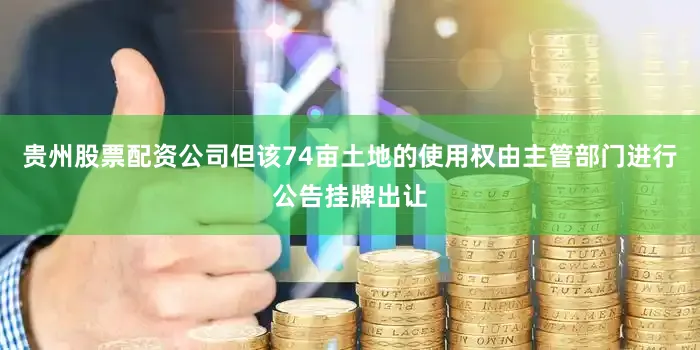 贵州股票配资公司但该74亩土地的使用权由主管部门进行公告挂牌出让